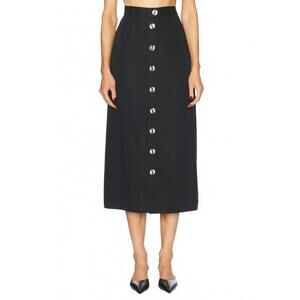 NEW MATTHEW BRUCH button front midi skirt in black tencel